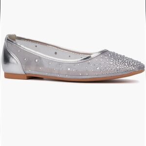 New York & Company, Women's Priya Mesh Ballet Flat, Elegant Silver Flats, 11